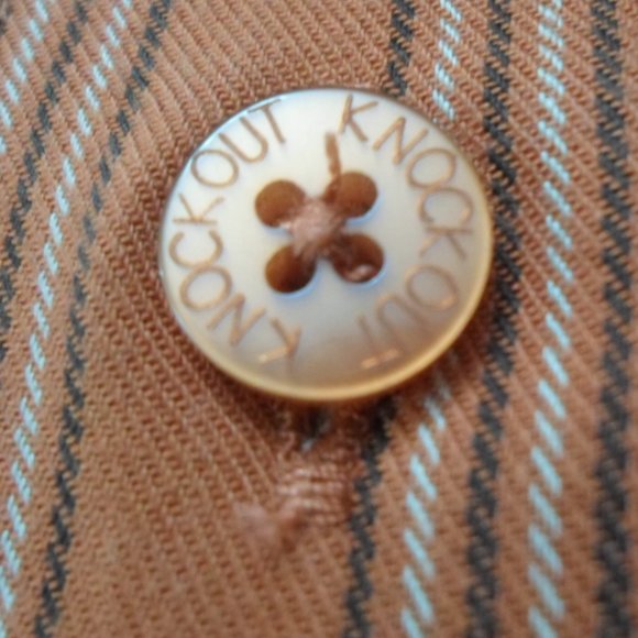 Knockout Button Up Long Sleeve Shirt Mens 3X Burnt Orange Striped Embroidered - Picture 6 of 9